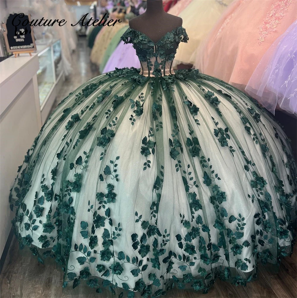 Green Corset 3D Flowers Luxury Quinceanera Dress Off The Shoulder Ball Gown Charro Mexican Dress Wedding vestido de quince
Green Corset 3D Flowers Luxury Quinceanera Dress Off The Shoulder Ball Gown Charro Mexican Dress Wedding vestido de quince