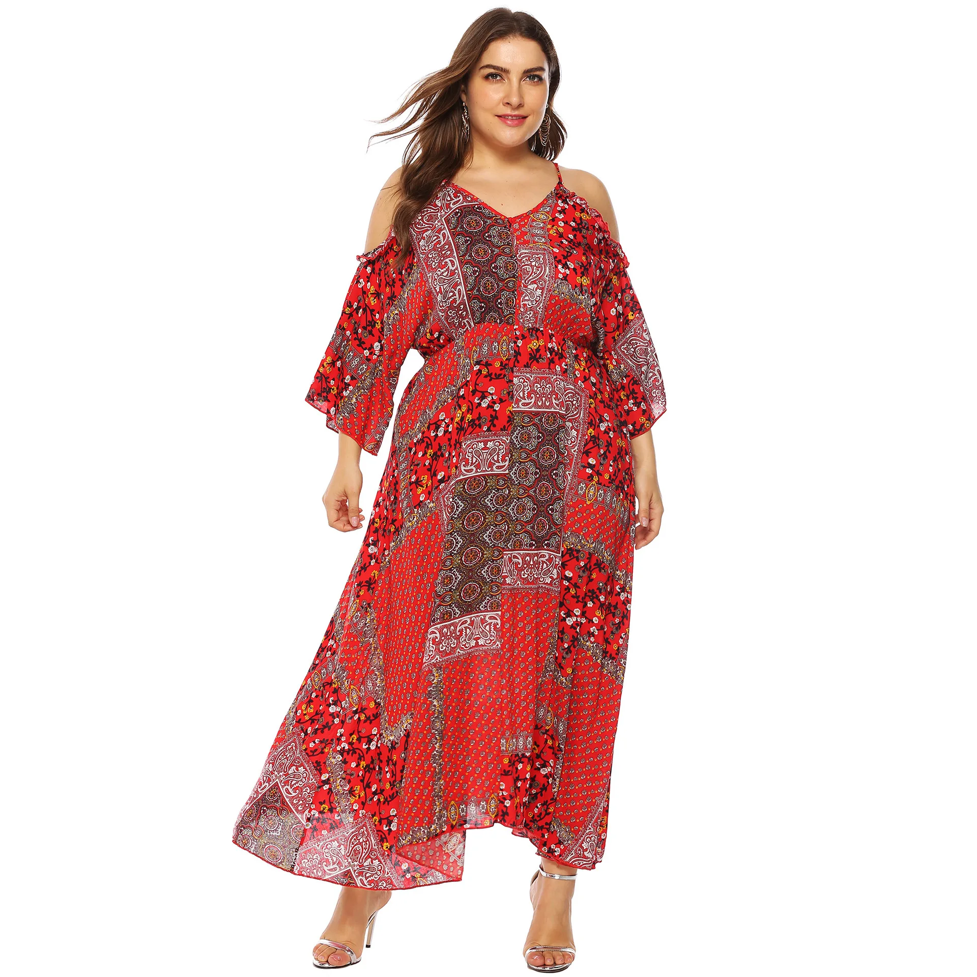 L- 4XL Plus Size Spring Floral Maxi Dresses for Women Summer Large Dress with Sleeve Boho Red Long Streetwear Fat Big Robe 3XL
L- 4XL Plus Size Spring Floral Maxi Dresses for Women Summer Large Dress with Sleeve Boho Red Long Streetwear Fat Big Robe 3XL