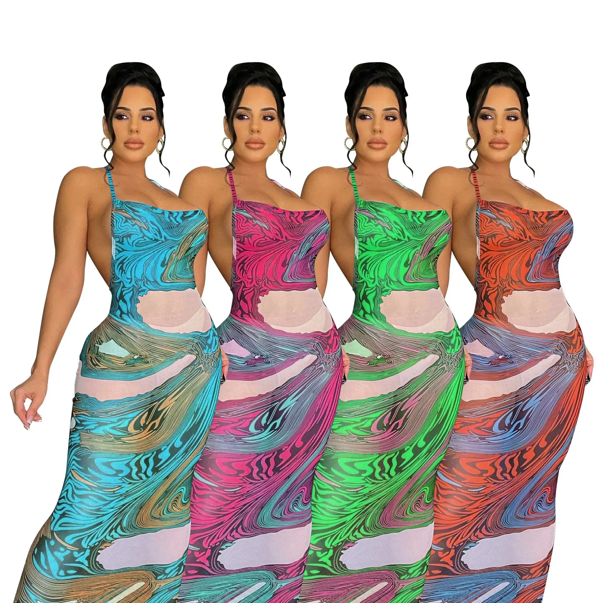 Summer Dress Women 2022 Hot Sale Positioning Printing Mesh Long Dresses for Women Halter Neck Open Back Breathable Sexy Dress
Summer Dress Women 2022 Hot Sale Positioning Printing Mesh Long Dresses for Women Halter Neck Open Back Breathable Sexy Dress
