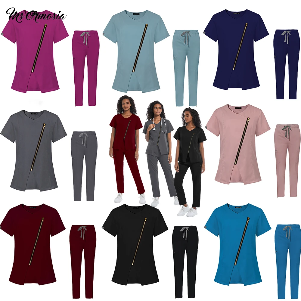 Fashion Jogging Suits Short Sleeve Scrubs Tops Fit Pants Medical Nursing Uniforms Nurse Set V-neck Pocket Workwear Dentist Suit
Fashion Jogging Suits Short Sleeve Scrubs Tops Fit Pants Medical Nursing Uniforms Nurse Set V-neck Pocket Workwear Dentist Suit