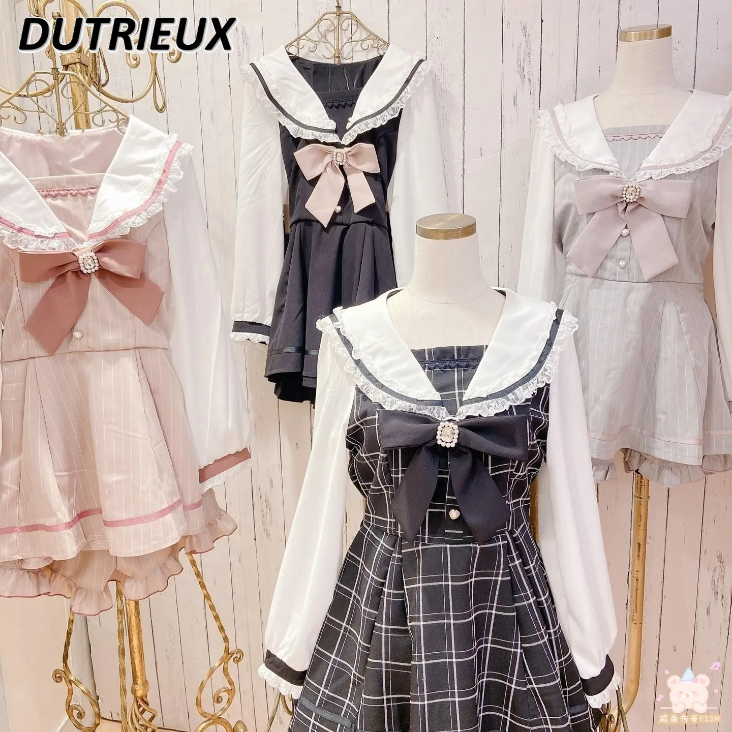 Japanese Style Women's Outfits Sailor Collar Plaid Rhinestone Bow Dress Shorts Set Sweet Lolita Mine Series Dress Two-Piece Suit
Japanese Style Women's Outfits Sailor Collar Plaid Rhinestone Bow Dress Shorts Set Sweet Lolita Mine Series Dress Two-Piece Suit