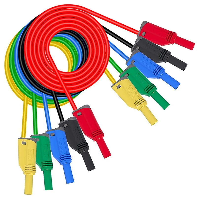 5PCS Banana Plug Silicone Test Leads 4Mm Fully Insulated Safety Shrouded Stackable Banana Plug Soft Wire Extension Cable
5PCS Banana Plug Silicone Test Leads 4Mm Fully Insulated Safety Shrouded Stackable Banana Plug Soft Wire Extension Cable