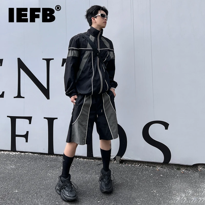 IEFB Summer Trend Men's Sets Fashion Contrast Color Reflective Zip Design Personality Sunscreen Two Piece Casual Shorts 9C1089 
IEFB Summer Trend Men's Sets Fashion Contrast Color Reflective Zip Design Personality Sunscreen Two Piece Casual Shorts 9C1089