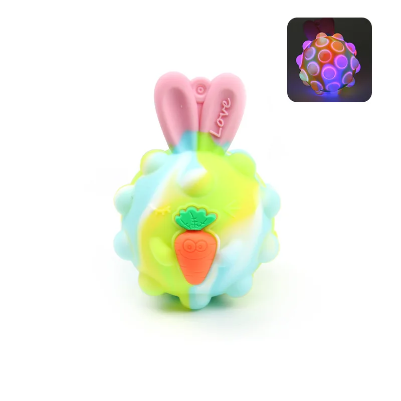 

Color Fidget Toy 3D Rabbit Decompression Glow Ball Kawaii Push Bubble Fingertip Balls Squishy Adult Child Sensory Gift Kids Toys