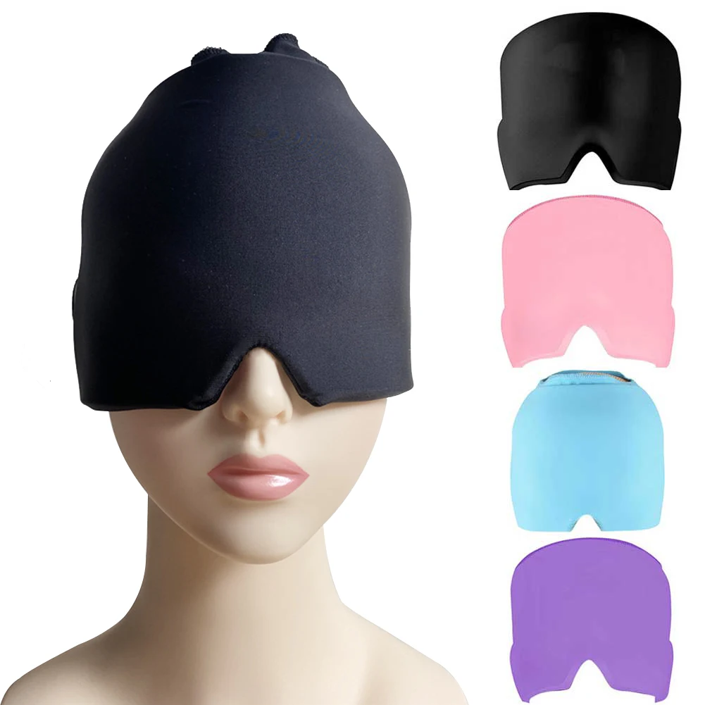 

Gel Ice Headache Migraine Relief Hat Cold Therapy Headache Relief Cap Stress Relax Head Massage Ice Pack Eye Mask for Puffy Eye