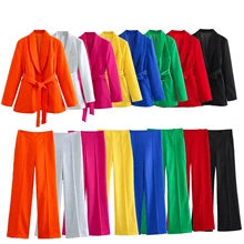 Women Spring Pant Suits 2 piecessets Casual Blazers Coats + Trousers Female Elegant Street Two Suit Clothing