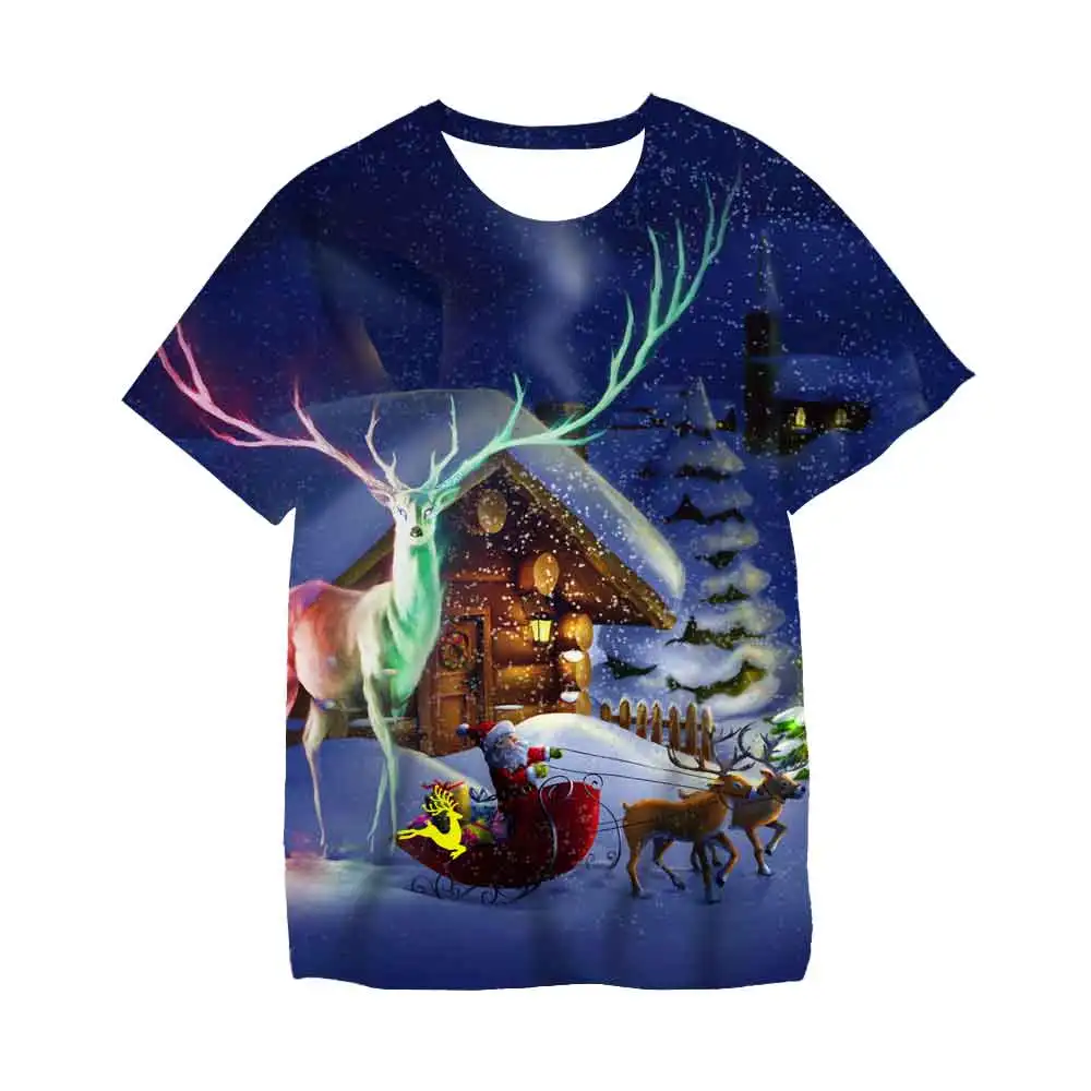 

2022 Unisex Funny Santa Claus short sleeve t-shirts Men Fashion 3D Print Celebrate The Holidays T-shirt Interesting Christmas