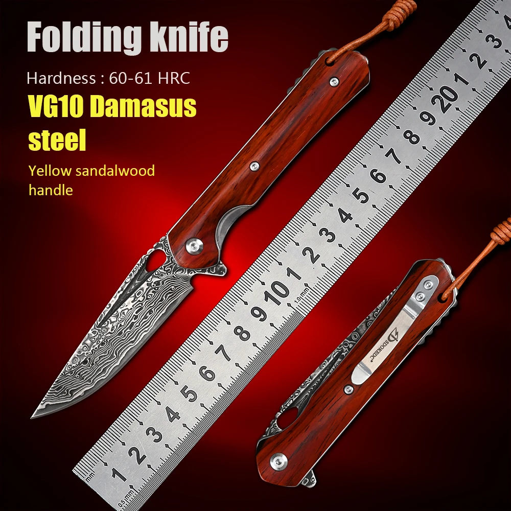 Hiking Camping Self Defense EDC Tool VG10 Damascus Folding Knife Tactical Survival Pocket Knives
Hiking Camping Self Defense EDC Tool VG10 Damascus Folding Knife Tactical Survival Pocket Knives