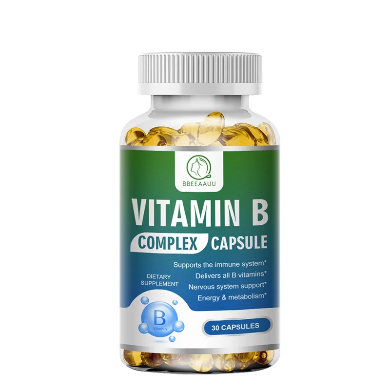 

BBEEAAUU 30 шт. супер витамин B капсулы комплекс фолиевая кислота B1, B2, B6, B12, биотин Иммунная и энергетическая поддержка B витамина добавка