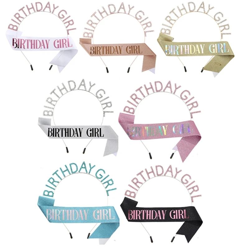Glistening Birthday Girl Headbands Tiaras Hairband with Sash Princess Crown Birthday Girl Hair Hoop Glinting Headdress
Glistening Birthday Girl Headbands Tiaras Hairband with Sash Princess Crown Birthday Girl Hair Hoop Glinting Headdress