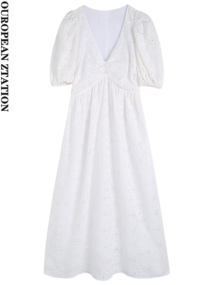 PAILETE Women 2022 fashion french cutwork embroidery midi dress vintage puff sleeves side zipper female dresses vestidos mujer
PAILETE Women 2022 fashion french cutwork embroidery midi dress vintage puff sleeves side zipper female dresses vestidos mujer