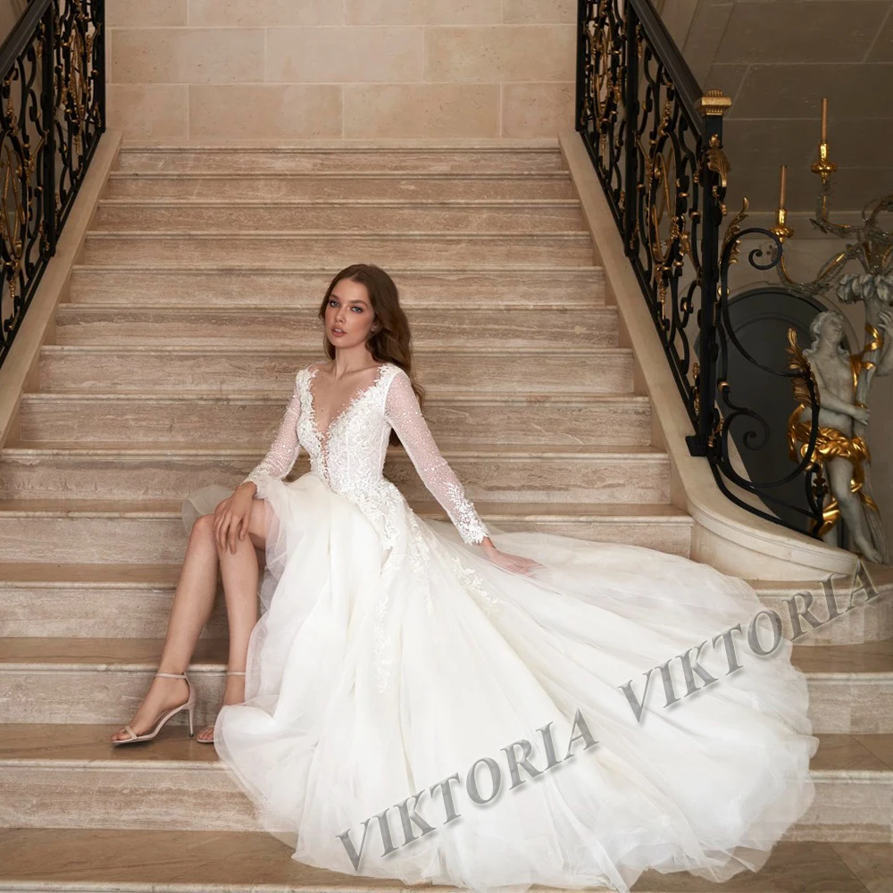 VIKTORIA Modish Wedding Dresses For Women Long Sleeves Beaded Crystals Bride A-LINE Appliques Vestidos De Novia Made To Order
VIKTORIA Modish Wedding Dresses For Women Long Sleeves Beaded Crystals Bride A-LINE Appliques Vestidos De Novia Made To Order
