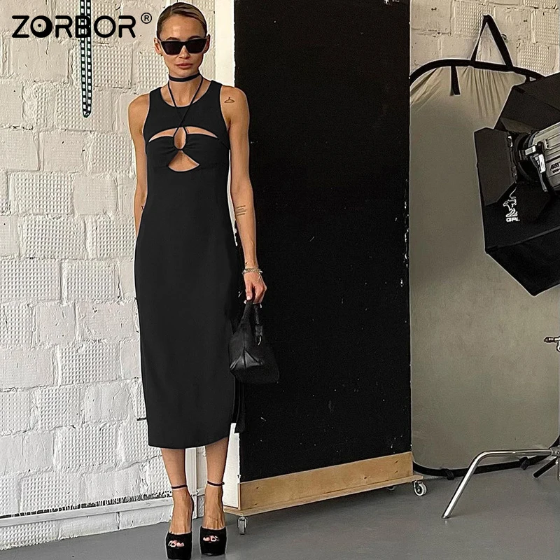 ZORBOR Black Dress High Slit Long Skirt Women Summer Sexy Hollow Out Backless Vest Skirt Crew Neck Slim Fit Thin Female
ZORBOR Black Dress High Slit Long Skirt Women Summer Sexy Hollow Out Backless Vest Skirt Crew Neck Slim Fit Thin Female