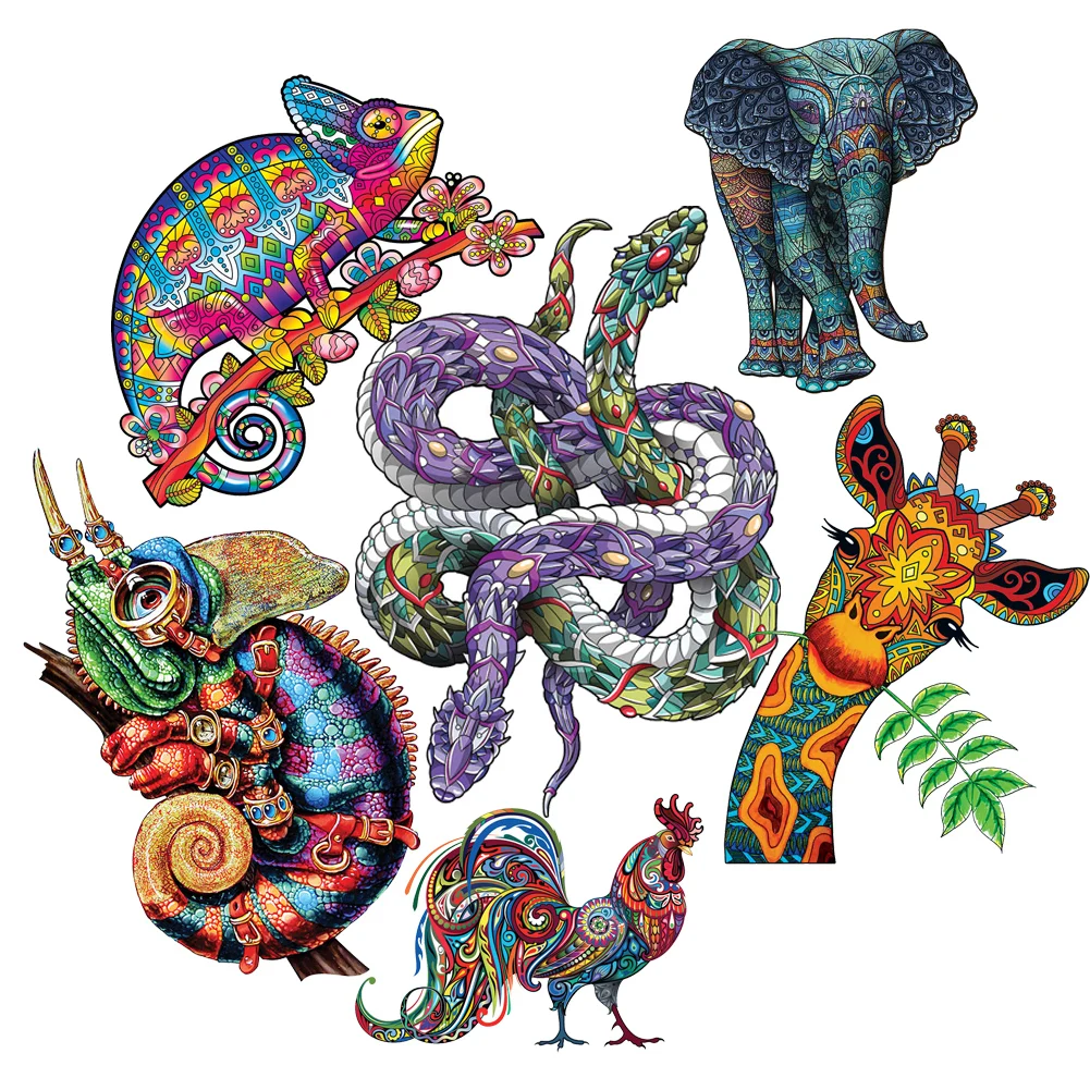 

Snake Animal Wooden Jigsaw Puzzle Elephant Animals Shape Kids Puzzle Educational Toys Wood DIY Crafts Gifts Puzzle Games Adult