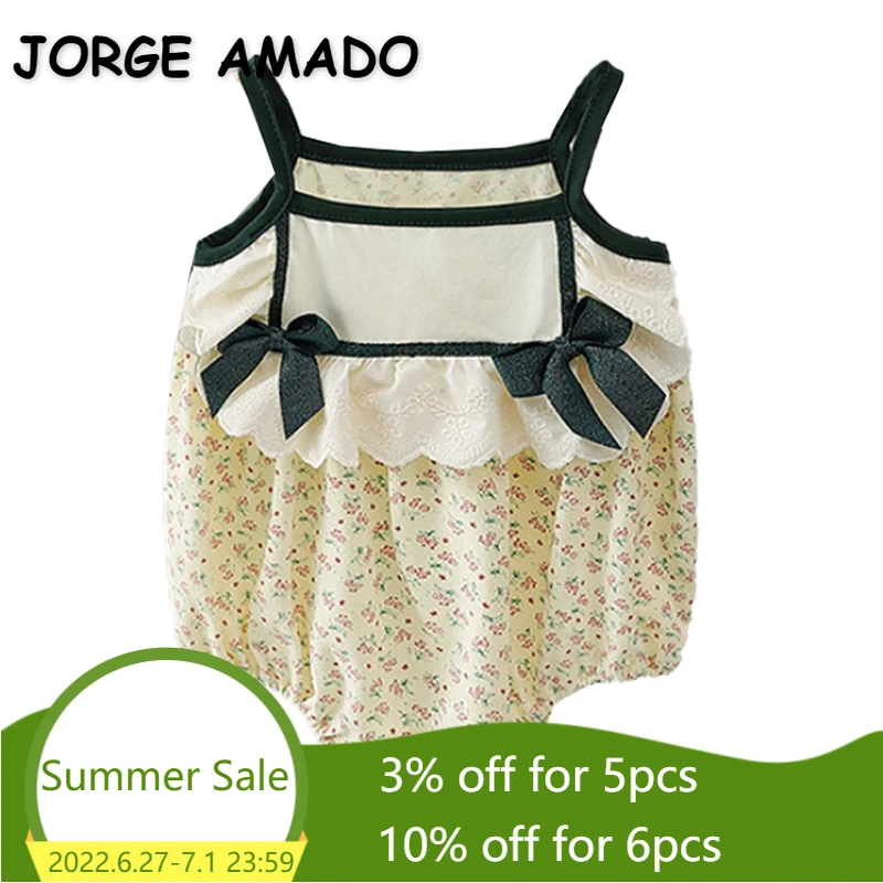 2022 New Summer Baby Girls Bodysuit Sleeveless Green Floral Square Collar Cotton Sleeveless Jumpsuit Newborn Cute Clothes E9213
2022 New Summer Baby Girls Bodysuit Sleeveless Green Floral Square Collar Cotton Sleeveless Jumpsuit Newborn Cute Clothes E9213