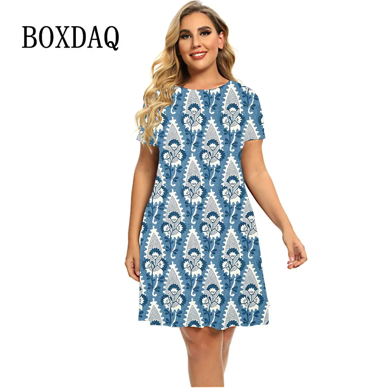 2023 New Women Bohemian Print Dresses For Summer Vintage Short Sleeve O-Neck Mini Dress Loose Plus Size Clothes 5XL 6XL Hot Sale
2023 New Women Bohemian Print Dresses For Summer Vintage Short Sleeve O-Neck Mini Dress Loose Plus Size Clothes 5XL 6XL Hot Sale