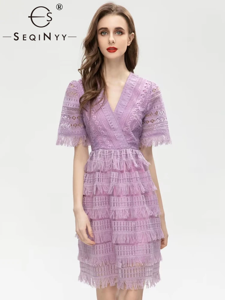 SEQINYY Purple Mini Dress Summer Spring New Fashion Design Women Runway High Street Flower Lace Tassel Casual Hollow Out
SEQINYY Purple Mini Dress Summer Spring New Fashion Design Women Runway High Street Flower Lace Tassel Casual Hollow Out