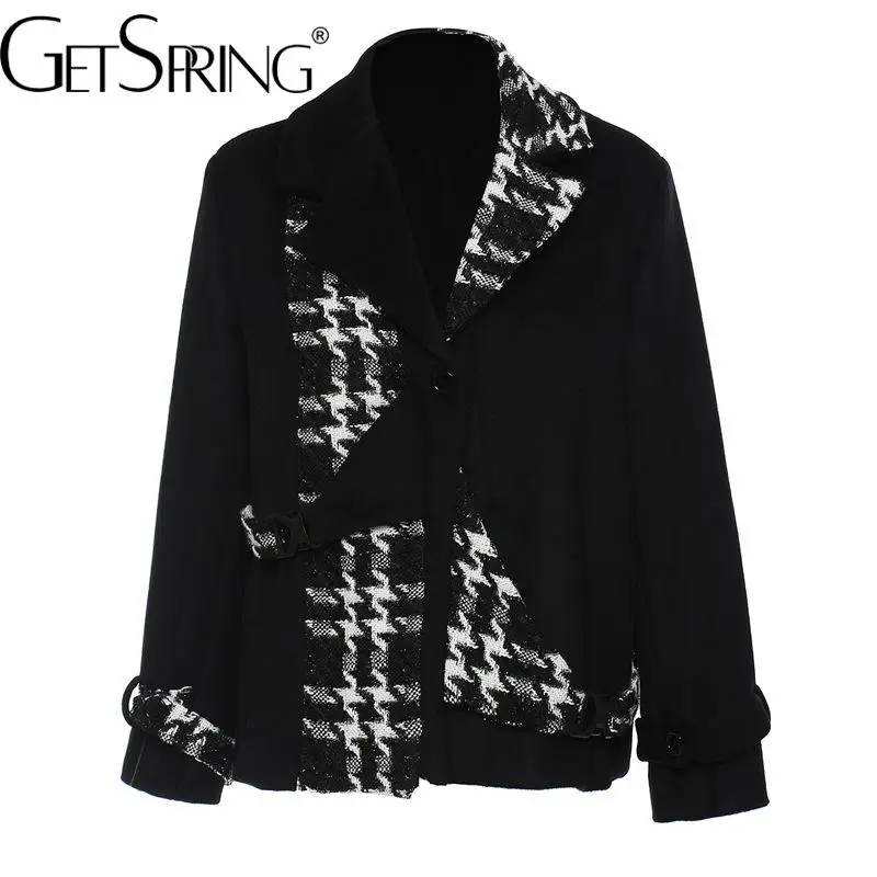 GetSpring Women Woolen Coat 2022 Autumn Winter Plaid Jacquard Black White Color Matching Female Winter Jacket Warm Ocercoat New 
GetSpring Women Woolen Coat 2022 Autumn Winter Plaid Jacquard Black White Color Matching Female Winter Jacket Warm Ocercoat New