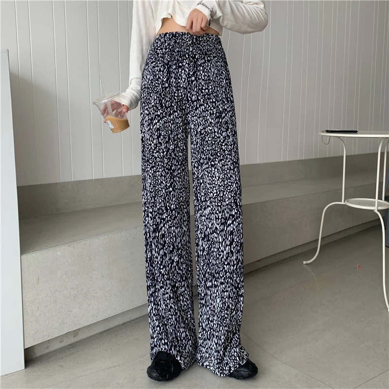 

Women Khaki Leopard High Waist Joggers Y2K Flare Pants E Girl Aesthetic Indie Trousers Female Casula Long Sweatpants 2023 Fall