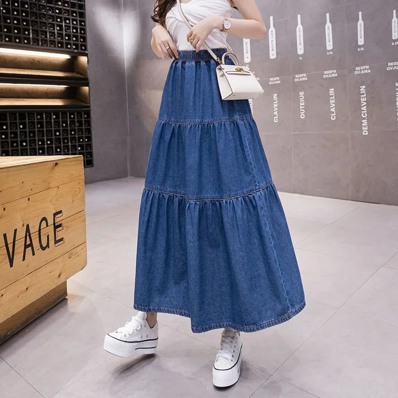 6XL Plus Size Womens Elastic High Waist Casual A-Line Maxi Denim Skirt Loose Fashion Streetwear Long Jean Skirts For Women C480
6XL Plus Size Womens Elastic High Waist Casual A-Line Maxi Denim Skirt Loose Fashion Streetwear Long Jean Skirts For Women C480