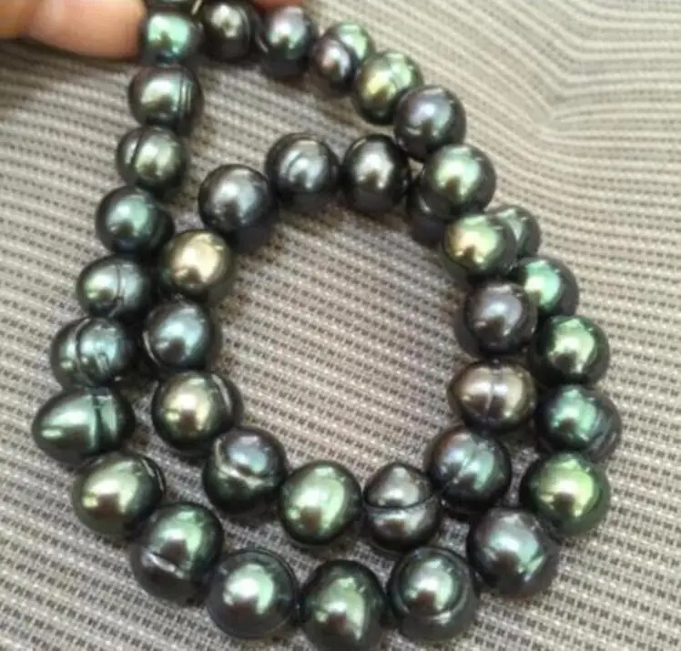 

18 дюймов; Великолепное ожерелье из натурального таитянского черно-зеленого барочного жемчуга ААА 8 ~ 9 мм длиной 42 ~ 84 см