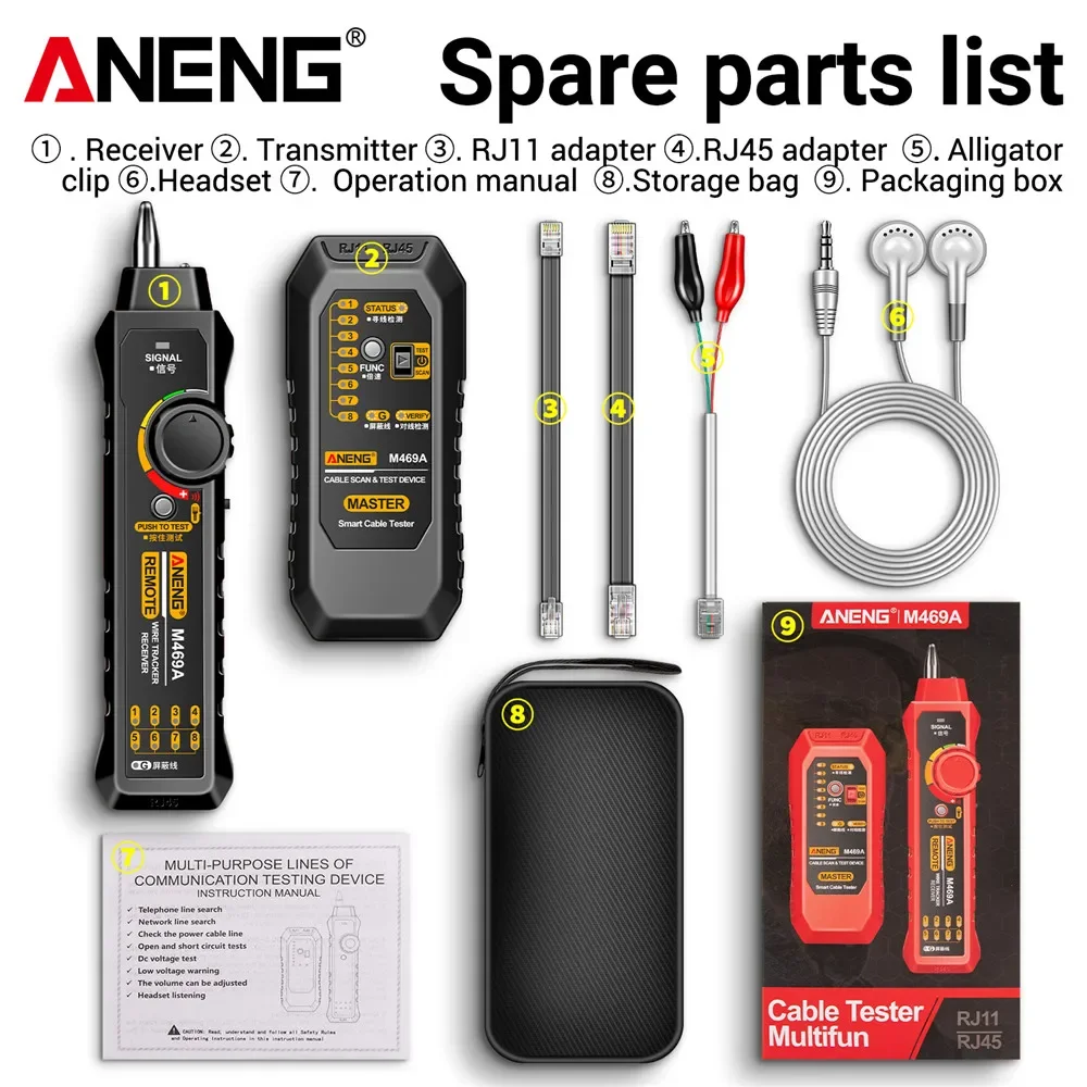 ANENG M469A Тестер сетевых кабелей 
ANENG M469A Тестер сетевых кабелей