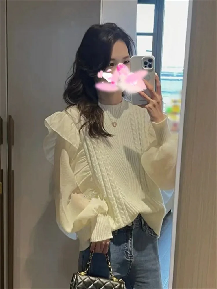 Hsa Spring Women's Ruffles Sweater 2023 Fashion Flare Long Sleeve Knitted Pullovers Woman Solid Round Neck Jumper Femme
Hsa Spring Women's Ruffles Sweater 2023 Fashion Flare Long Sleeve Knitted Pullovers Woman Solid Round Neck Jumper Femme