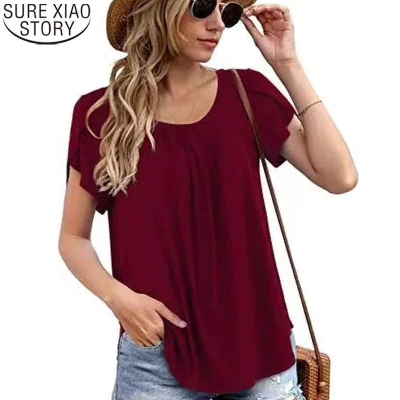 Elegant Ruffles Tops Fashion Solid Color Short Sleeve Round Collar Shirt New Summer Chiffon Blouse Office Lady Clothes 21347
Elegant Ruffles Tops Fashion Solid Color Short Sleeve Round Collar Shirt New Summer Chiffon Blouse Office Lady Clothes 21347