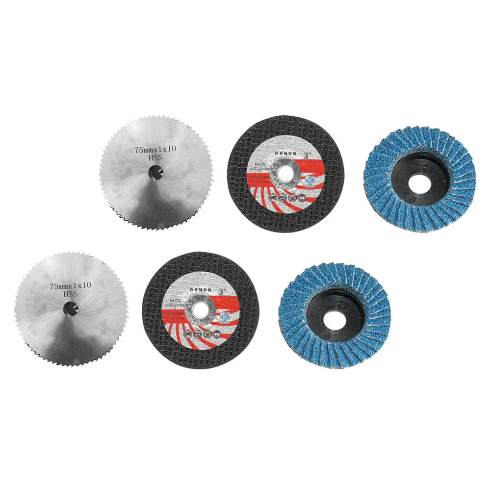 

6pcs 75mm Diameter Saw Blade 10mm Bore Angle Grinder Attachment Cutting Polishing Disc HSS Carbite Cutting Grinding Wheel