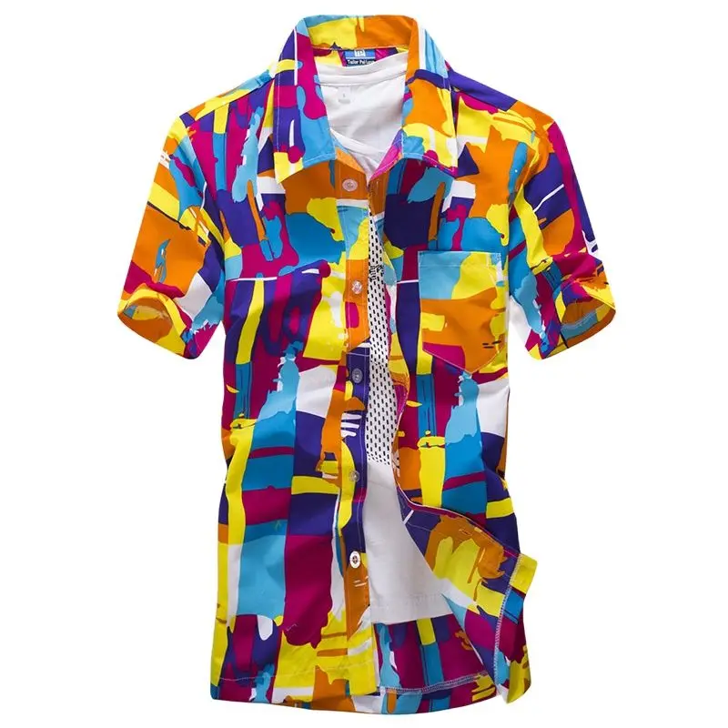 

Brand new camisas Beach Shirt Men Hawaii shirt beach leisure fashion floral shirt tropical seaside hawaiian shirt Asian Size 5XL