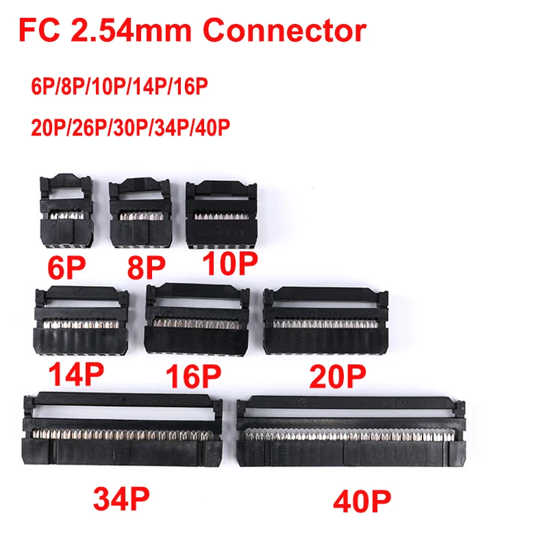 10Pcs FC 2.54mm Pitch Dual Rows 6/8/10/12/14/16/18/20/24/26/30/34/40 Pin IDC Socket Connector for 1.27mm Wire
10Pcs FC 2.54mm Pitch Dual Rows 6/8/10/12/14/16/18/20/24/26/30/34/40 Pin IDC Socket Connector for 1.27mm Wire
