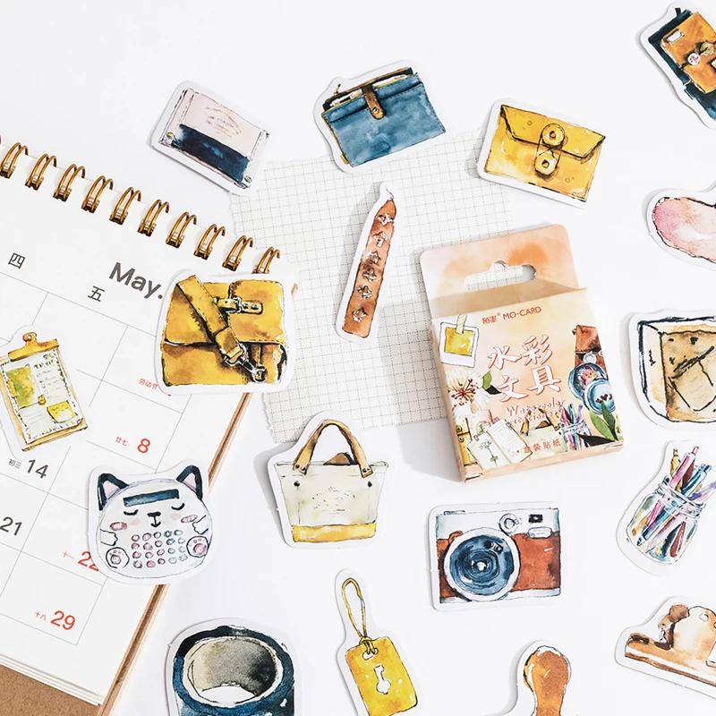 46 pcs Kawaii Cartoon watercolor Stationery series boxed stickers Decorative collage Diary Album Scrapbooking accessories
46 pcs Kawaii Cartoon watercolor Stationery series boxed stickers Decorative collage Diary Album Scrapbooking accessories