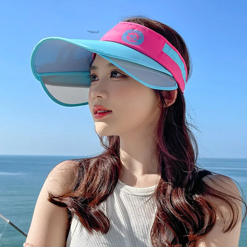 

Шляпа от солнца с широкими полями женская, модная уличная пляжная кепка с прозрачным верхом и козырьком, с защитой от ультрафиолета, лето 2023