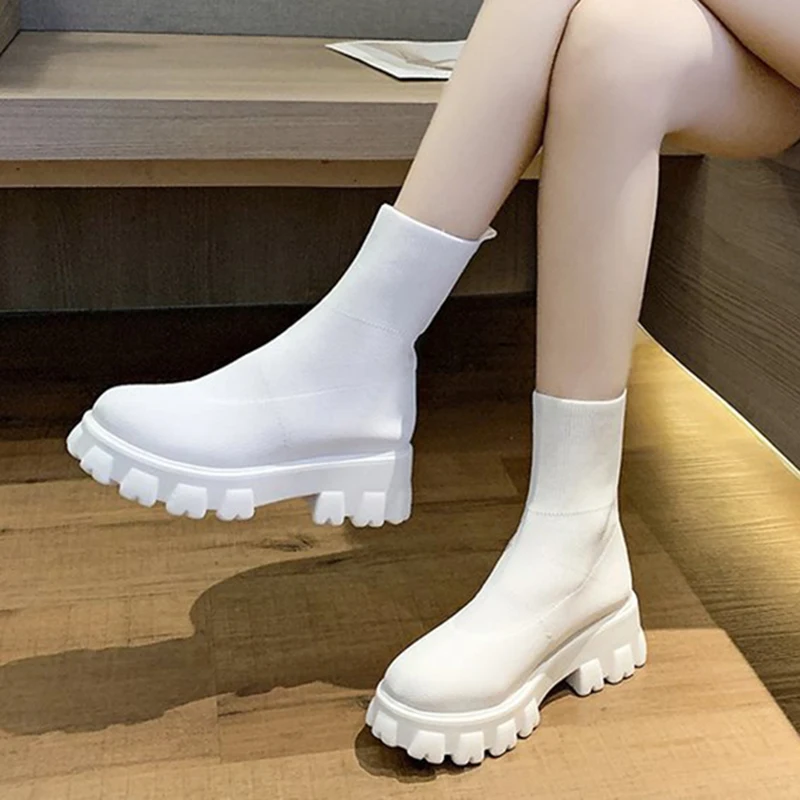 Platform Socks Boots Stretch Fabric Mid-Calf Platform Boots Soft Ladies Shoes Slip On Women Shoes Chunky Boots Ladies Shoes
Platform Socks Boots Stretch Fabric Mid-Calf Platform Boots Soft Ladies Shoes Slip On Women Shoes Chunky Boots Ladies Shoes