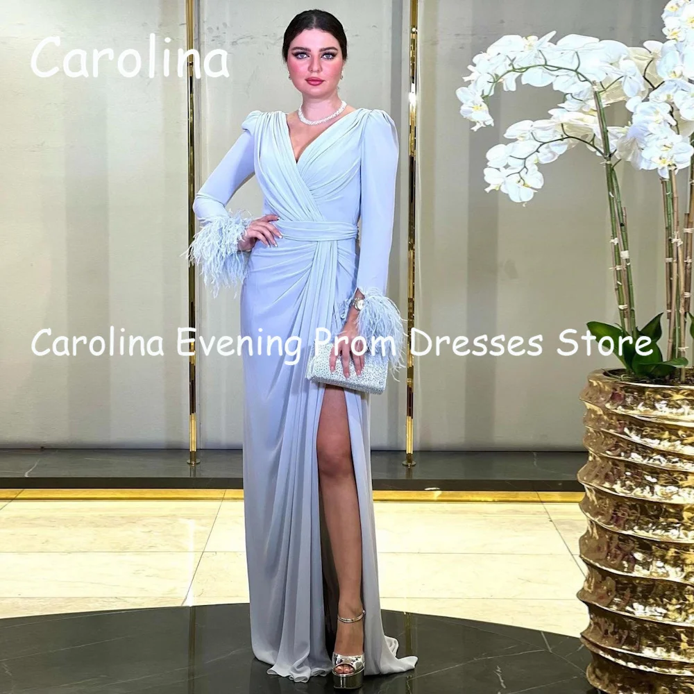 Carolina Satin A-line Ruffle V-neck Populer Feathers Prom Gown Floor-Length Evening Formal Elegant Party Dress for Women 2023
Carolina Satin A-line Ruffle V-neck Populer Feathers Prom Gown Floor-Length Evening Formal Elegant Party Dress for Women 2023