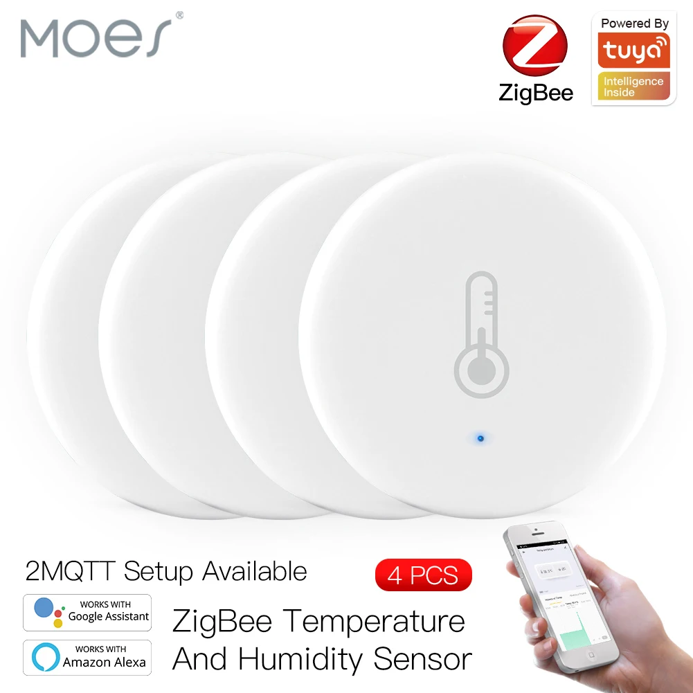 Moes Tuya temperature sensor smart air pressure and humidity environment sensor smart control Zigbee smart home with Alexa
Moes Tuya temperature sensor smart air pressure and humidity environment sensor smart control Zigbee smart home with Alexa