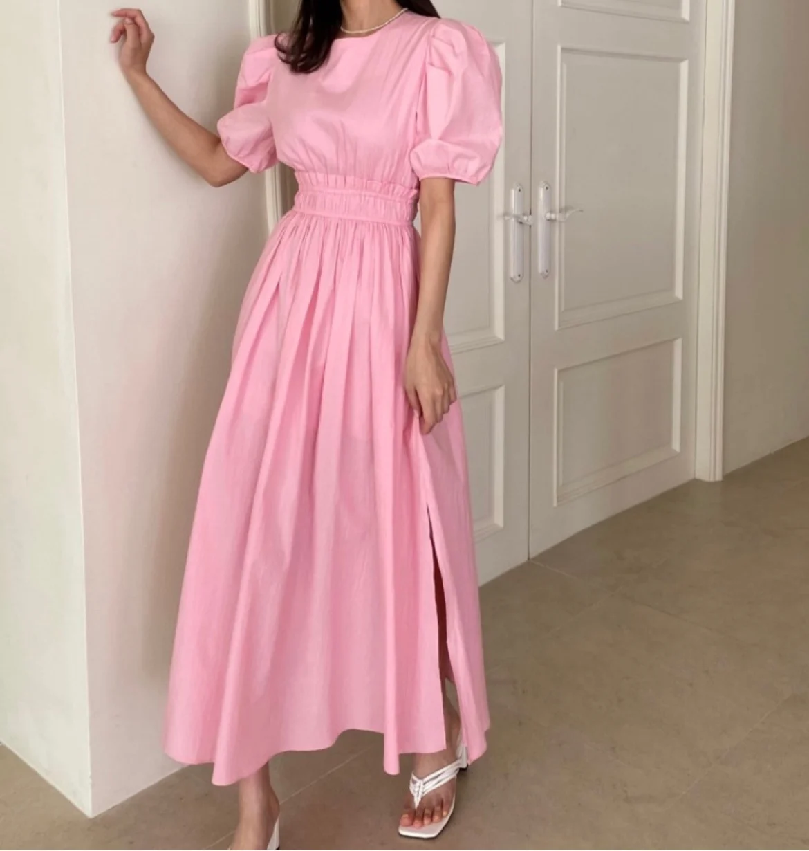 SuperAen 2022 Summer Solid O Neck Puff Sleeve A Line Casual Slit Long Dress for Women
SuperAen 2022 Summer Solid O Neck Puff Sleeve A Line Casual Slit Long Dress for Women