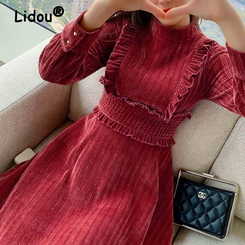Autumn Winter Vintage Ruffles Thickening Midi Dress Fashion Chic Party Evening Elegant Club Dresses Women's Clothing Vestidos
Autumn Winter Vintage Ruffles Thickening Midi Dress Fashion Chic Party Evening Elegant Club Dresses Women's Clothing Vestidos