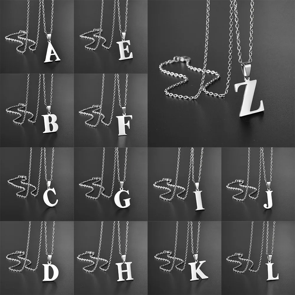

High Quality Capital Letter Initial Necklace For Trendy Women Men Stainless Steel A-Z Letters Chain Necklace Best Jewelry Gift