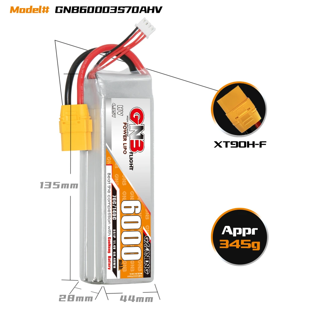 GAONENG GNB 6000mAh HV 3S 70C 140C 11.4V XT90 LiPo Battery Off-Load and On-Load RC Car Axial Lock Crawler Arrma RTR Redcat
GAONENG GNB 6000mAh HV 3S 70C 140C 11.4V XT90 LiPo Battery Off-Load and On-Load RC Car Axial Lock Crawler Arrma RTR Redcat