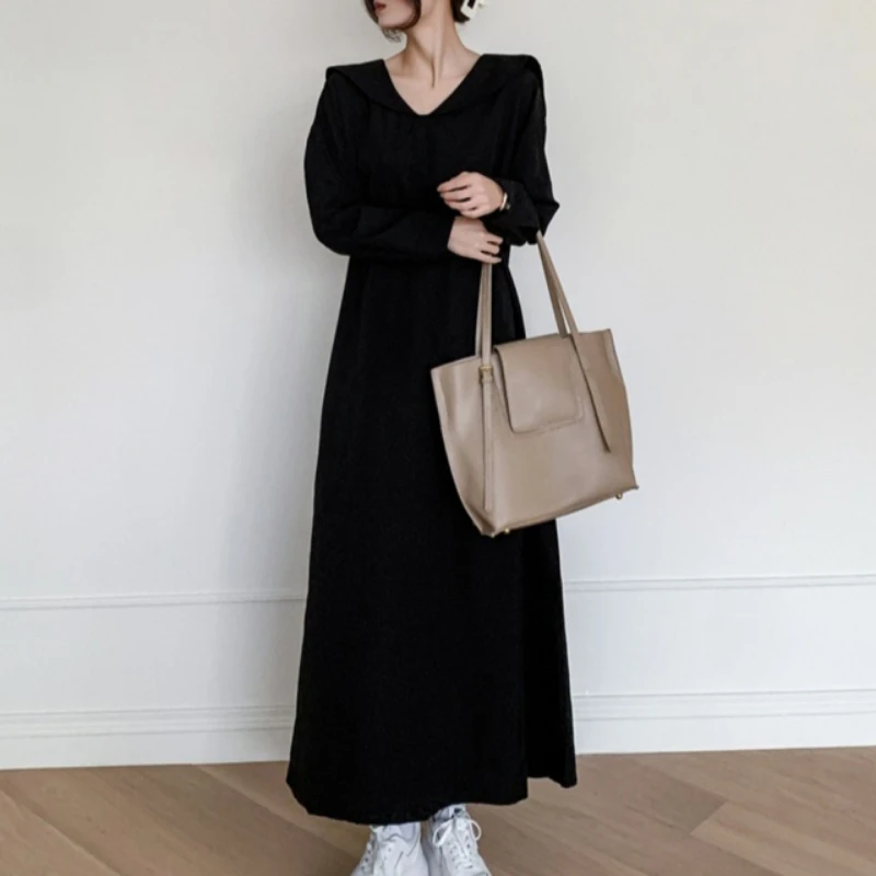 Fashion Women Black Dress Long Sleeve Ruffle A Line High Waisted Female Korean One Piece Sweet Office Lady Spring Maxi Dress
Fashion Women Black Dress Long Sleeve Ruffle A Line High Waisted Female Korean One Piece Sweet Office Lady Spring Maxi Dress