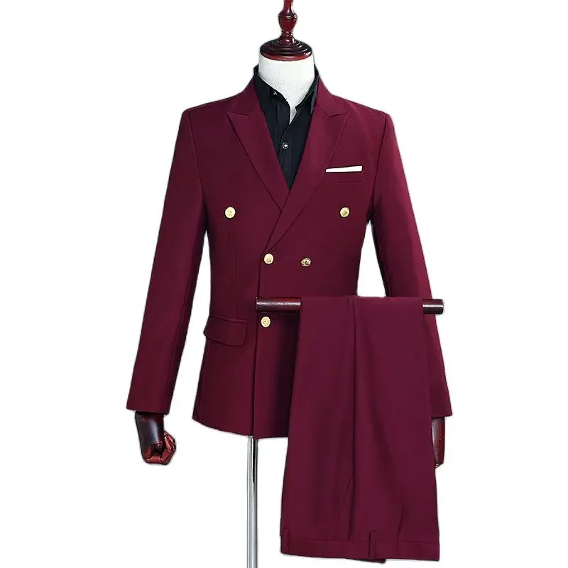 Wine Red Double Breasted Suits for Men Party Wedding Banquet Formal Blazer Pants 2pcs Set High Quality Slim Fit Costume Homme
Wine Red Double Breasted Suits for Men Party Wedding Banquet Formal Blazer Pants 2pcs Set High Quality Slim Fit Costume Homme