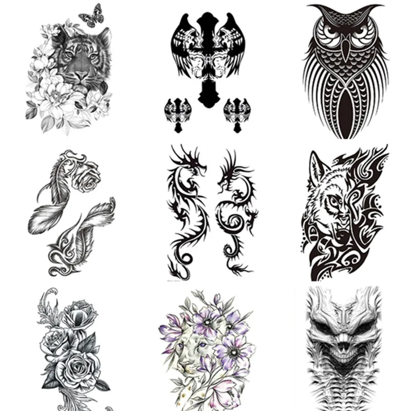 Waterproof Tattoos for Men and Woman Fake Temporary Tattoos Tiger Wolf Stickers Totem Geometric Full Arm Large Size Tattoo Boys
Waterproof Tattoos for Men and Woman Fake Temporary Tattoos Tiger Wolf Stickers Totem Geometric Full Arm Large Size Tattoo Boys