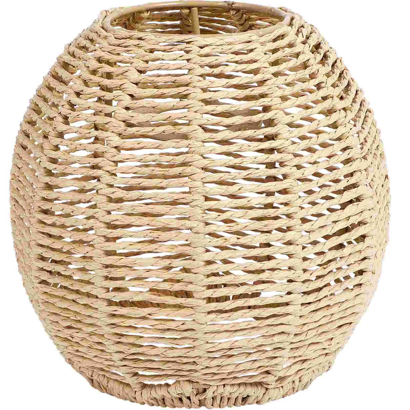 

Woven Lamp Shade Imitation Rattan Lampshade Light Cover Decorate Bulb Basket Chandelier