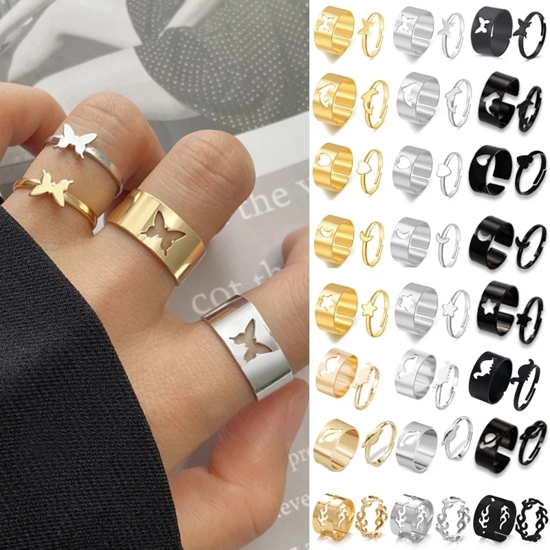 Vintage Simple Animal Butterfly Star Moon Heart Flame Open Rings for Women Girls Gothic Jewelry Punk Black Couple Ring Set
Vintage Simple Animal Butterfly Star Moon Heart Flame Open Rings for Women Girls Gothic Jewelry Punk Black Couple Ring Set