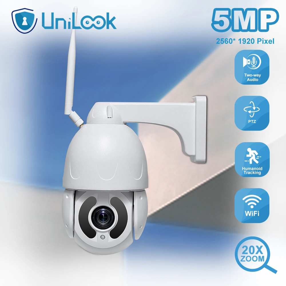 UniLook 4K 8MP PTZ IP Camera WiFi Human Auto Tracking 20X Zoom Outdoor Wireless Speed Dome Camera Two-way Audio CamHi App
UniLook 4K 8MP PTZ IP Camera WiFi Human Auto Tracking 20X Zoom Outdoor Wireless Speed Dome Camera Two-way Audio CamHi App