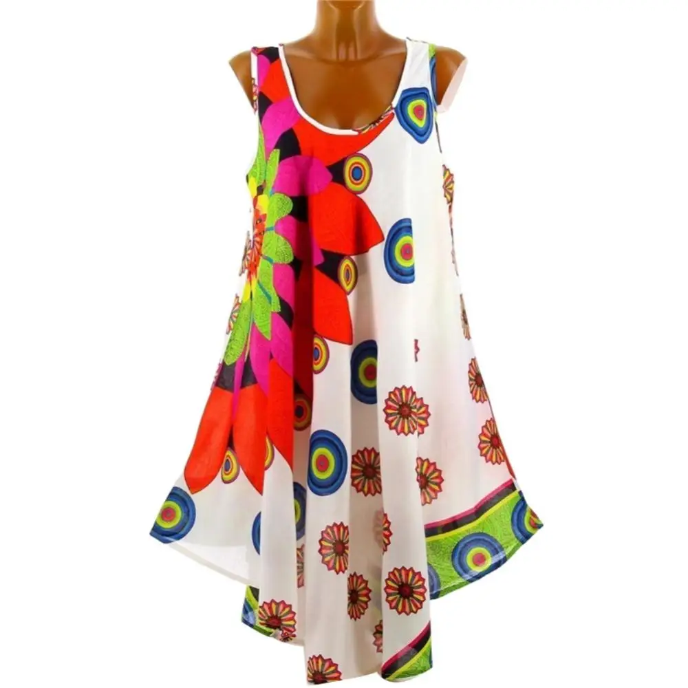 New Casual Summer Women Round Neck Sleeveless Sunflower Print Loose Irregular Dress
New Casual Summer Women Round Neck Sleeveless Sunflower Print Loose Irregular Dress