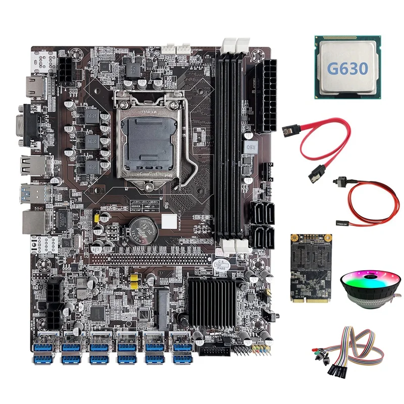 Материнская плата B75 BTC Miner 12xusb + G630 CPU + MSATA SSD 64G + кабель переключения + кабель SATA + кабель переключателя светильник кой + RGB Вентилятор охлаждени...
Материнская плата B75 BTC Miner 12xusb + G630 CPU + MSATA SSD 64G + кабель переключения + кабель SATA + кабель переключателя светильник кой + RGB Вентилятор охлаждени...