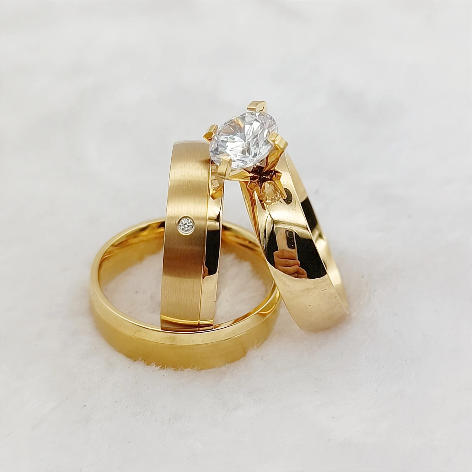 Comfort Fit 3PCS Wedding Engagement Rings Sets for Couples Men and Women Lovers 24k Gold Plated Jewery Cz Diamond Aliance
Comfort Fit 3PCS Wedding Engagement Rings Sets for Couples Men and Women Lovers 24k Gold Plated Jewery Cz Diamond Aliance