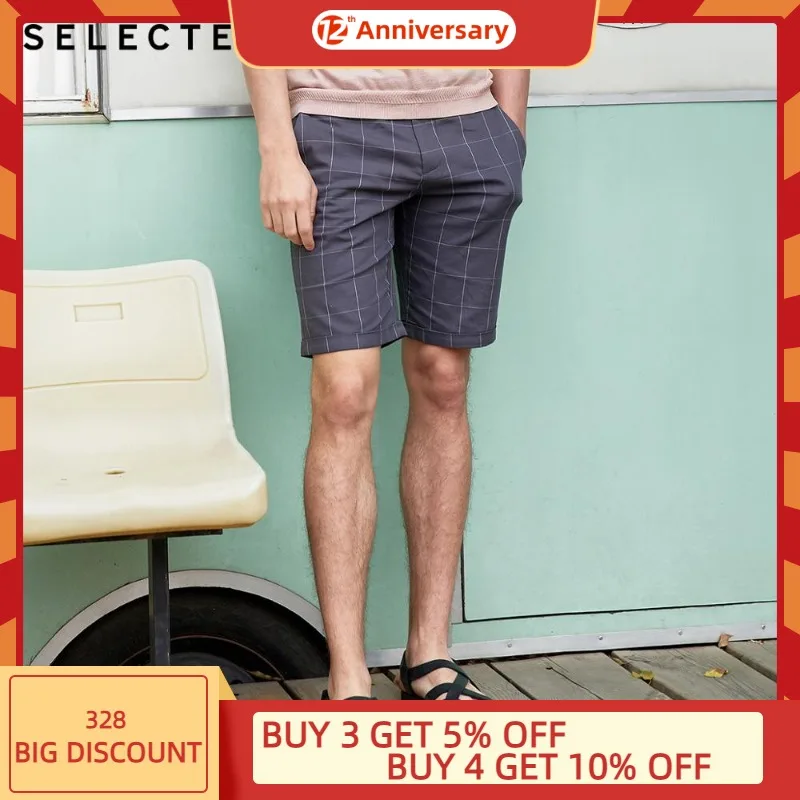 SELECTED Men's Summer Straight Fit Plaid Knee-length Shorts S|4192SH542 
SELECTED Men's Summer Straight Fit Plaid Knee-length Shorts S|4192SH542